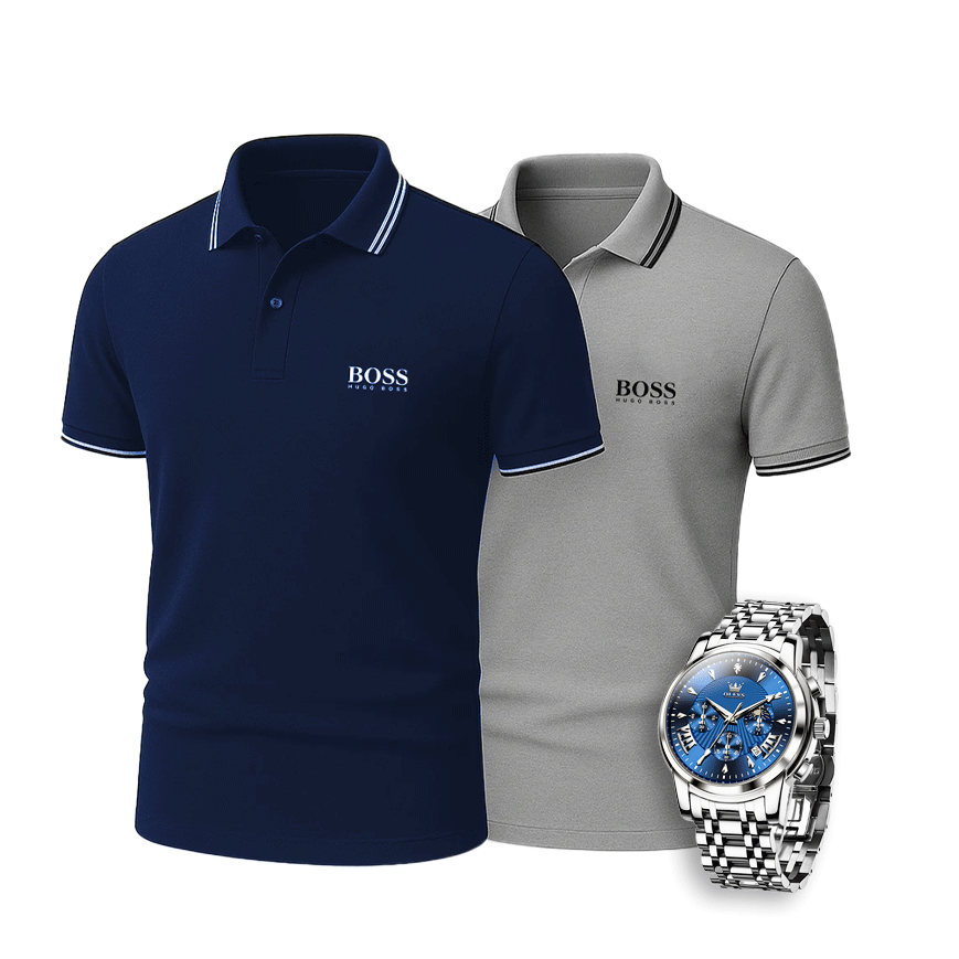 2 Hugo Boss Summer Polos + Free Watch – One Price Only